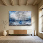Gray and Blue Abstract Textures Painting for Serene Office Environments YHT341