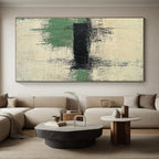 Black Green White Abstract Painting with Textured Simplicity WINK561