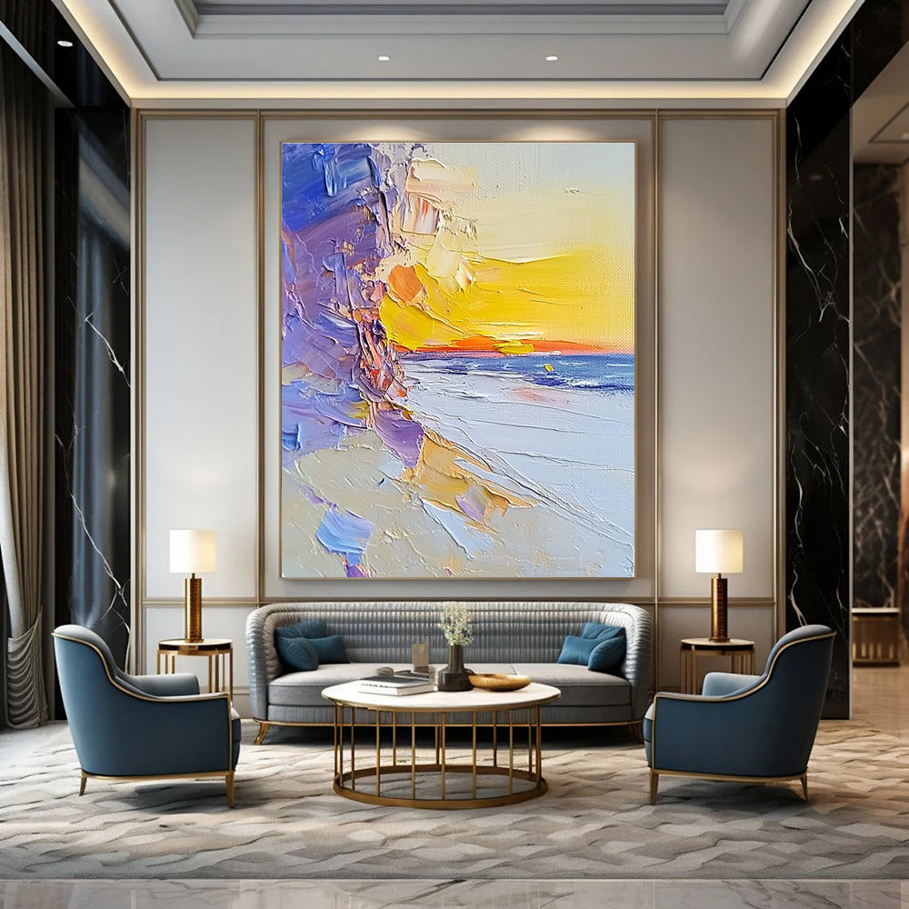 Colorful Beach Sunset - Vibrant Coastal Abstract Painting GAB0633