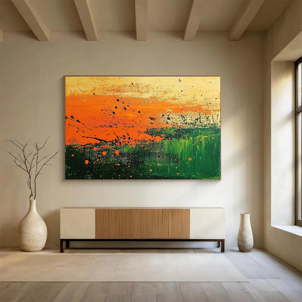 Splatter - Style Landscape Abstract Painting with Bold Color Splashes ABS250