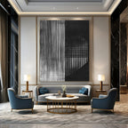 Black and White Striped Abstract Painting with Hidden Textures GAB0030