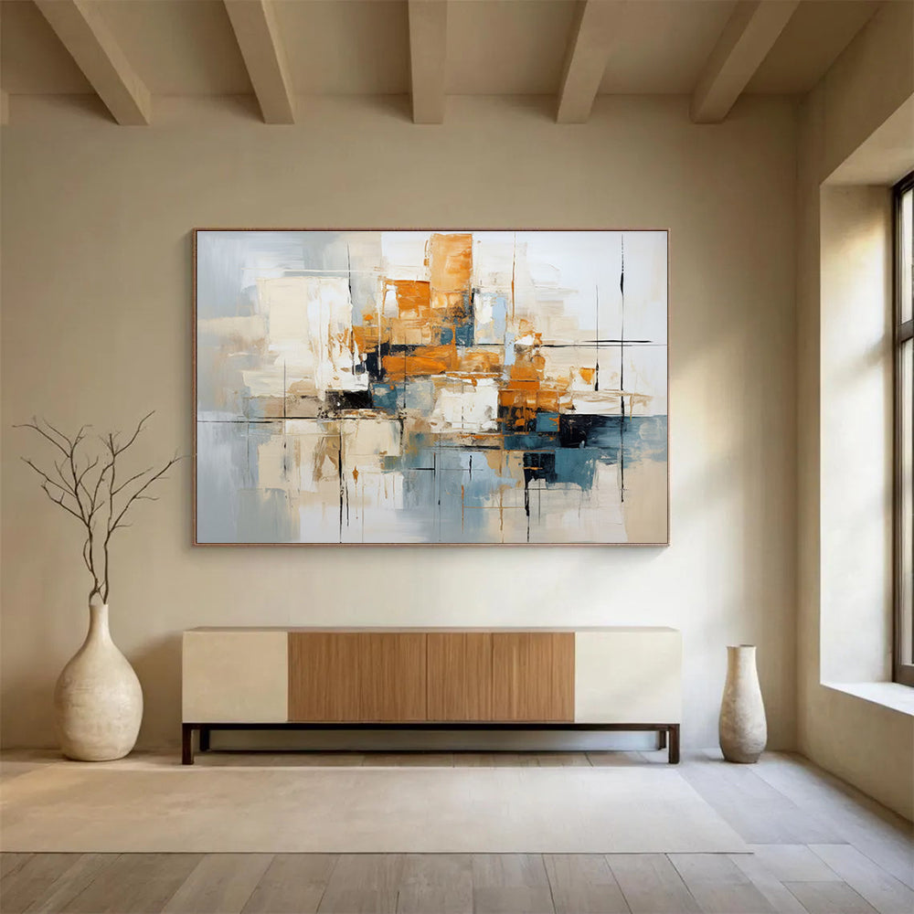 Neutral Abstract Composition Painting for Minimalist Spaces YHT006