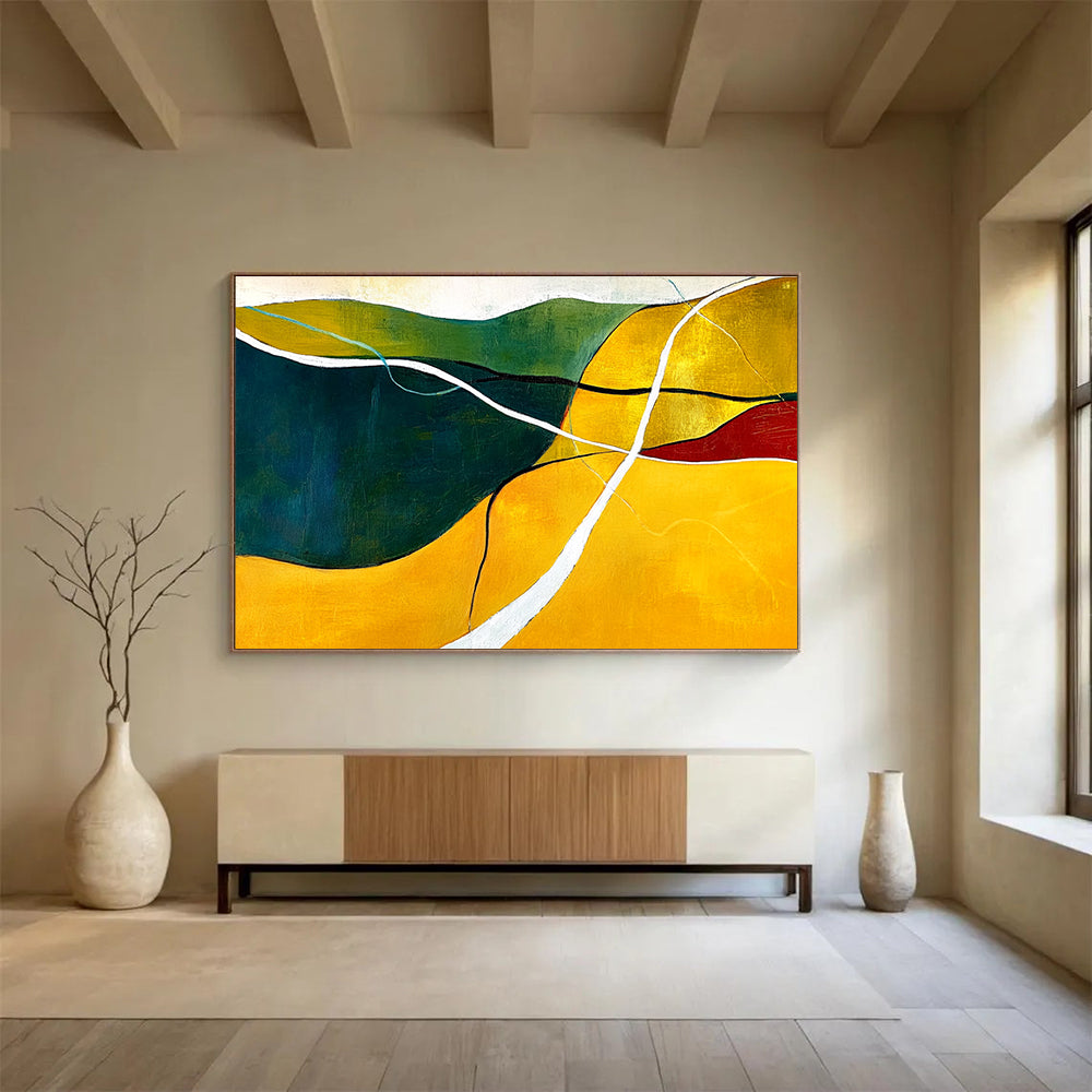 Colorful Landscape Abstract Painting with Simplified Forms ABS427