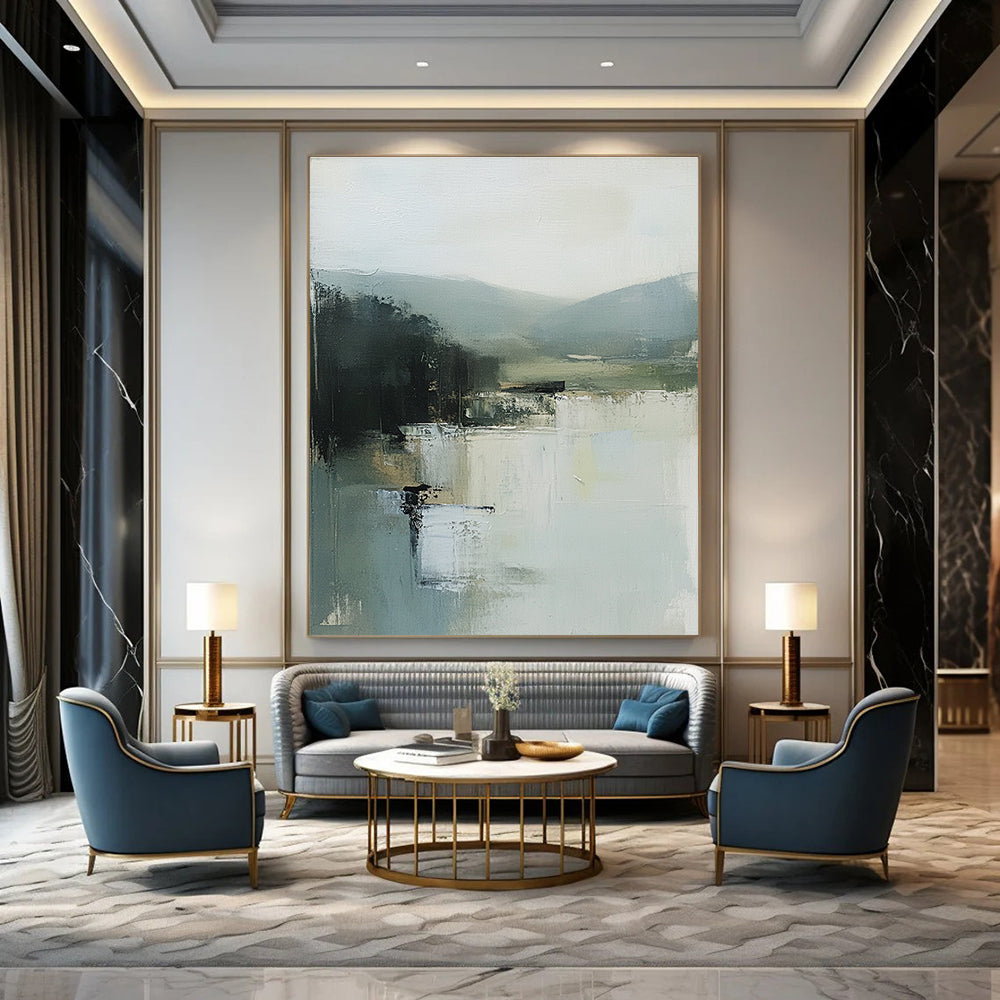 Misty Landscape Abstract Painting for Serene Home Offices GAB1280
