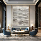 Grey Wavy Lines Textured Abstract Painting for Minimalist Spaces GAB1480
