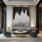 White Powder Trees Whimsical Abstract Painting for Cozy Corners GAB1536