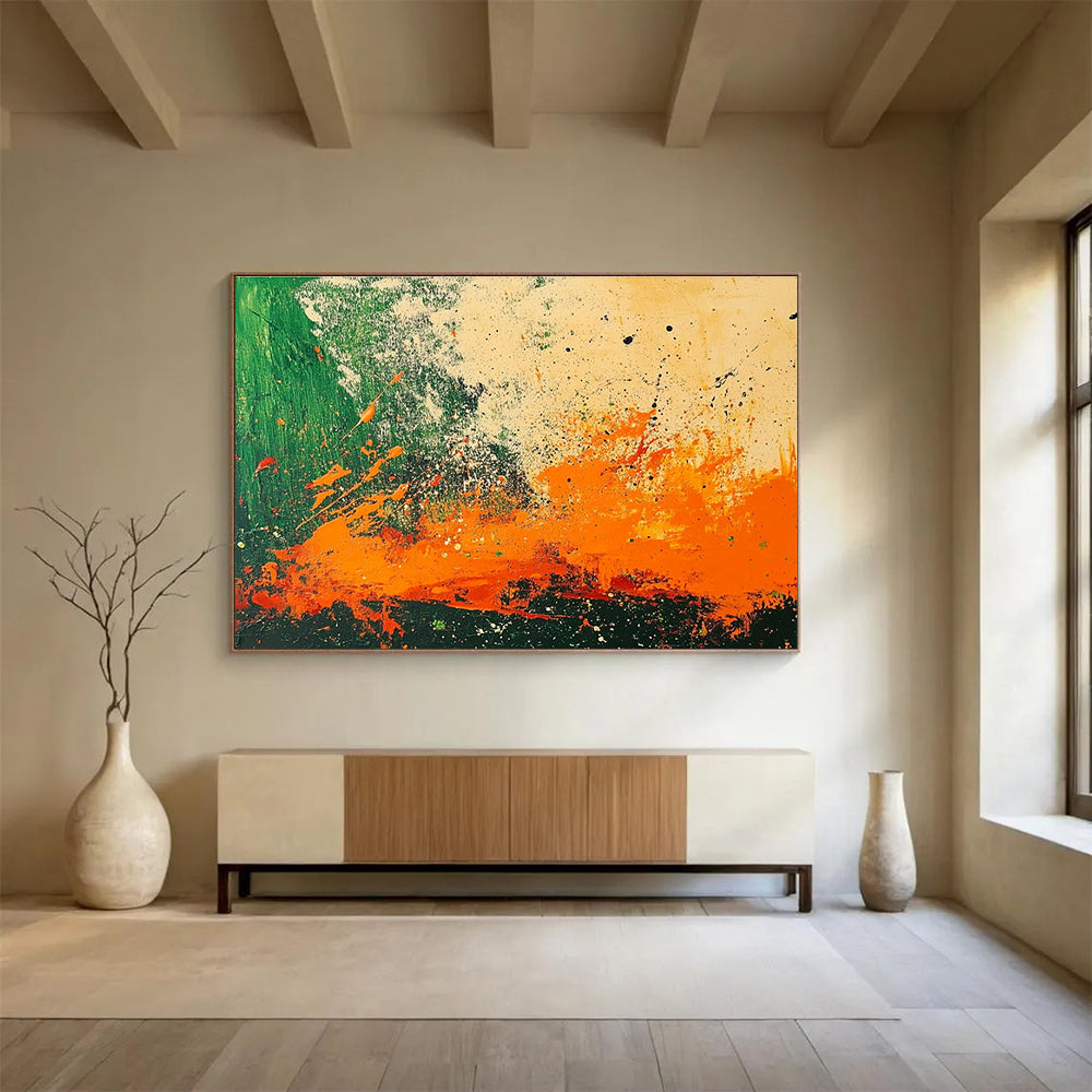 Energetic Splatter - Style Abstract Painting with Dynamic Color Bursts ABS223