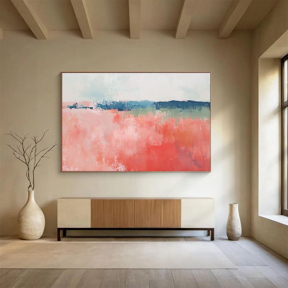 Pink - Blue Abstract Field Painting ABS216