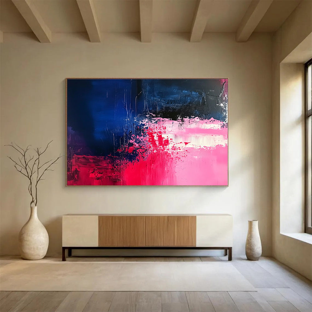 Pink - Blue Abstract Color Clash Painting ABS187