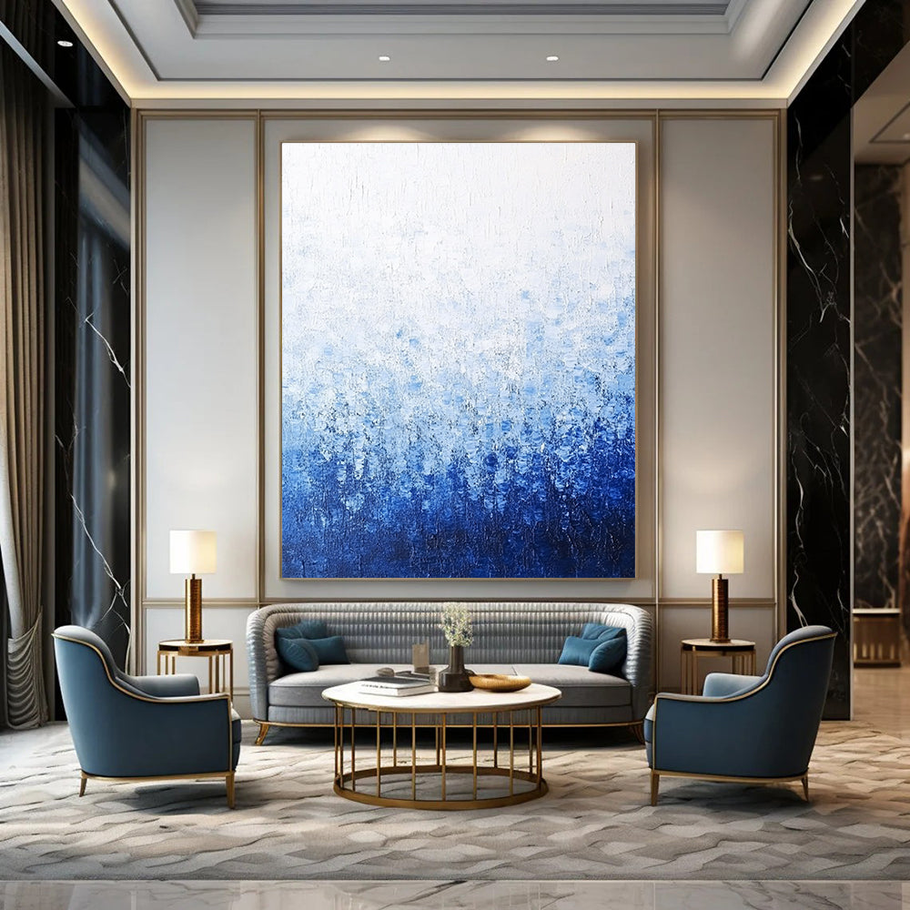 Blue and White Gradient Abstract - Serene Minimalist Abstract Art GAB0468