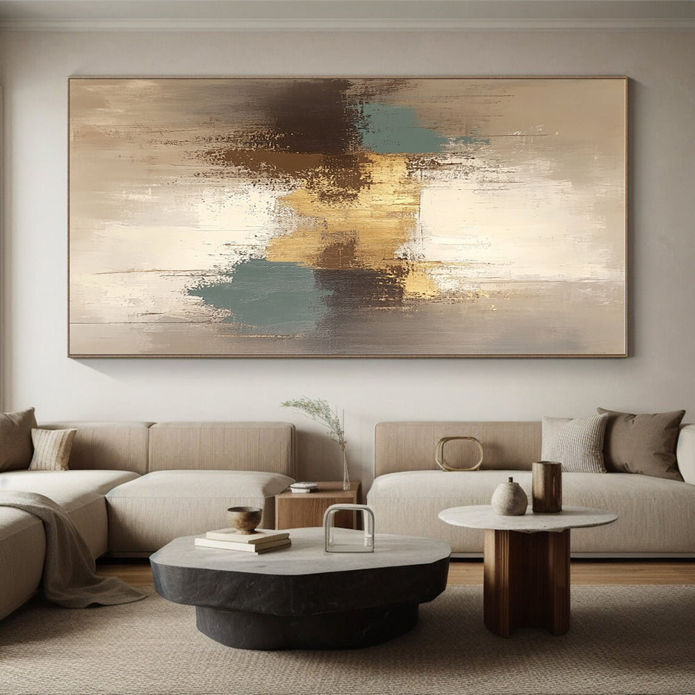 Gold Blue Gray Abstract Painting with Subtle Opulence WINK562
