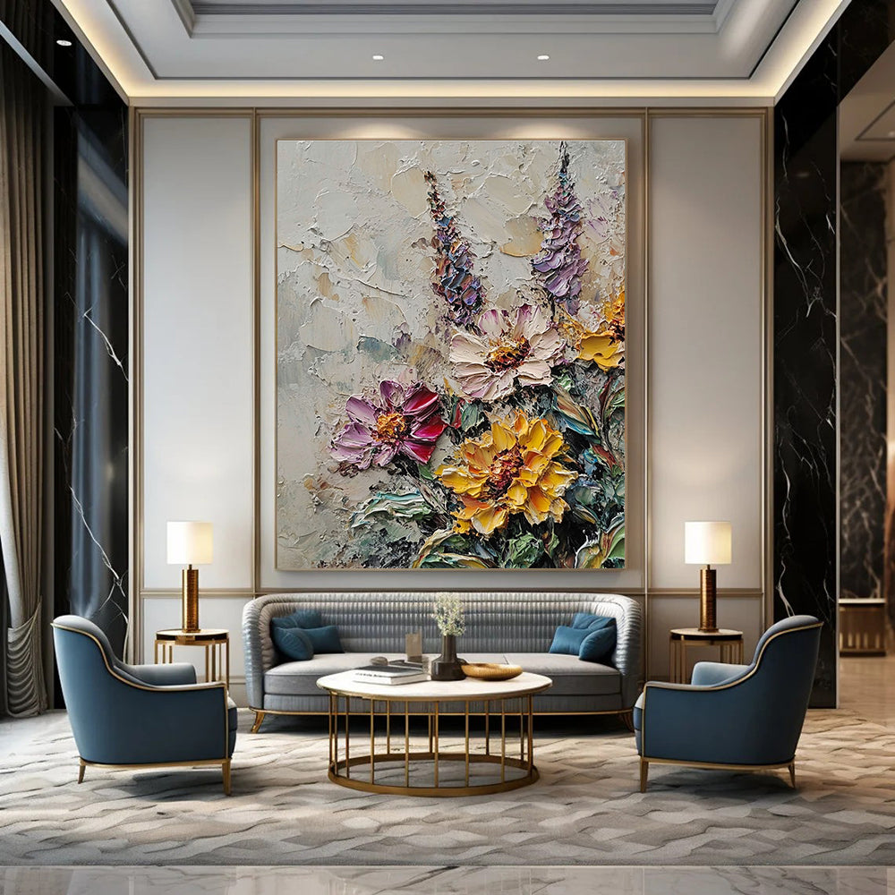 Textured Flower Bouquet Abstract Painting for Garden - Themed Cafes GAB1340