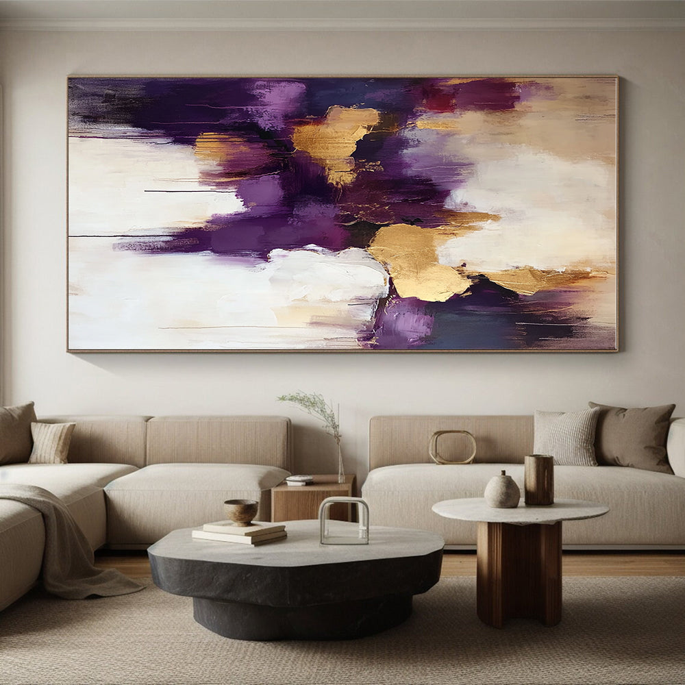 Purple Gold White Abstract Painting with Luxurious Vibes WINK618