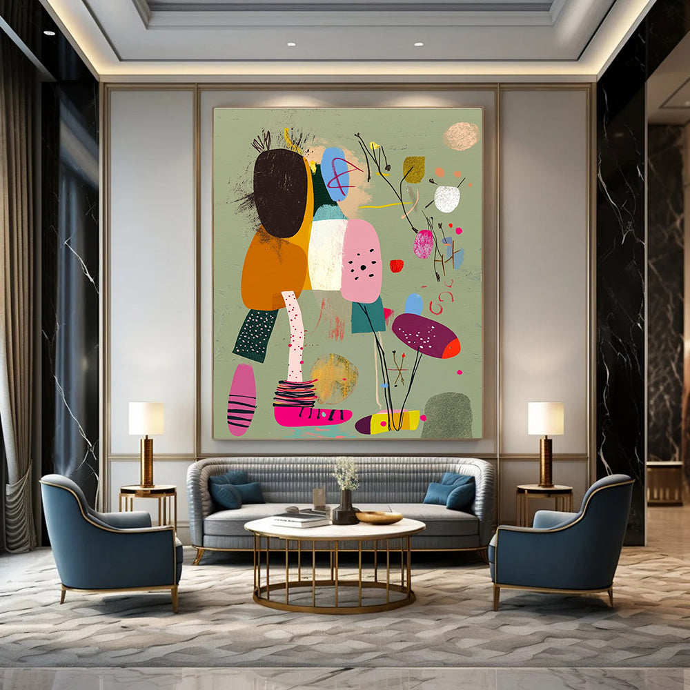 Pastel Abstract Figures Painting with Gentle Tones GAB0103