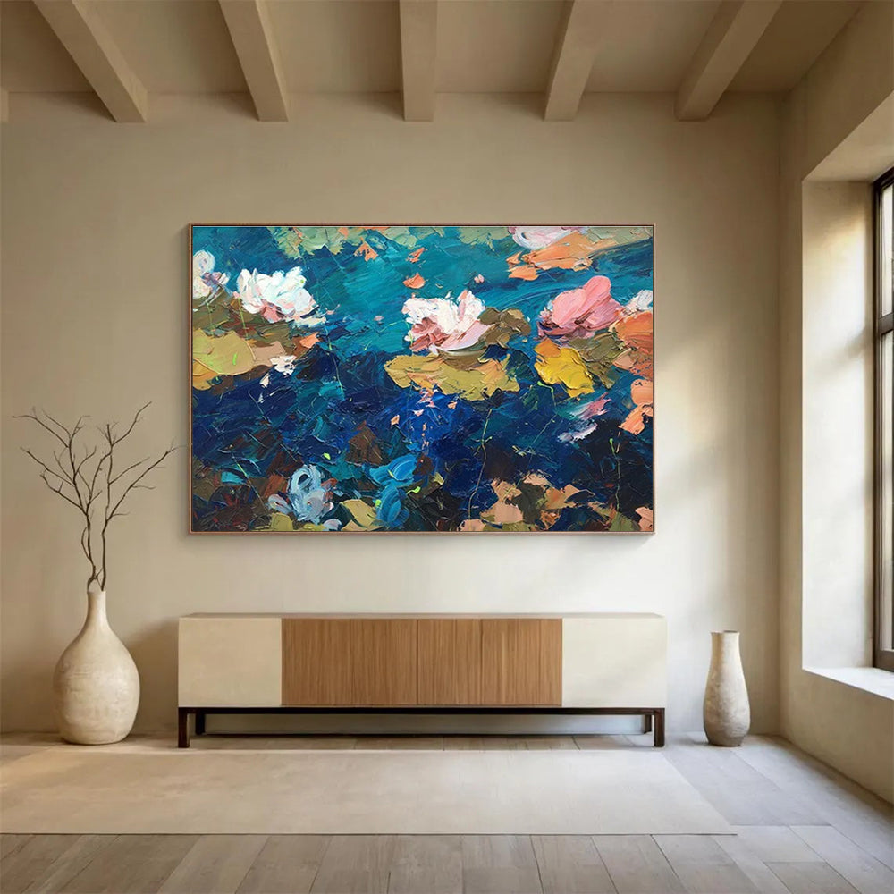 Water Lilies Abstract Painting for Modern Spa Retreats YHT465