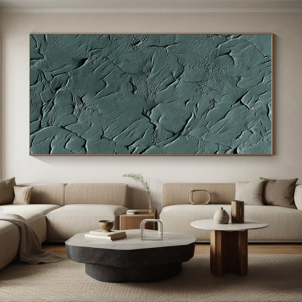 Green Textured Surface Abstract Painting with Natural Roughness WINK090