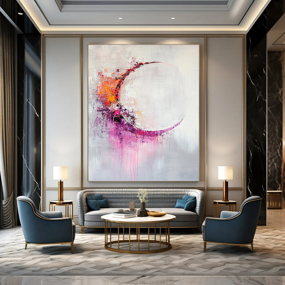 Colorful Crescent Abstract Painting for Bohemian - Style Art Studios GAB0934
