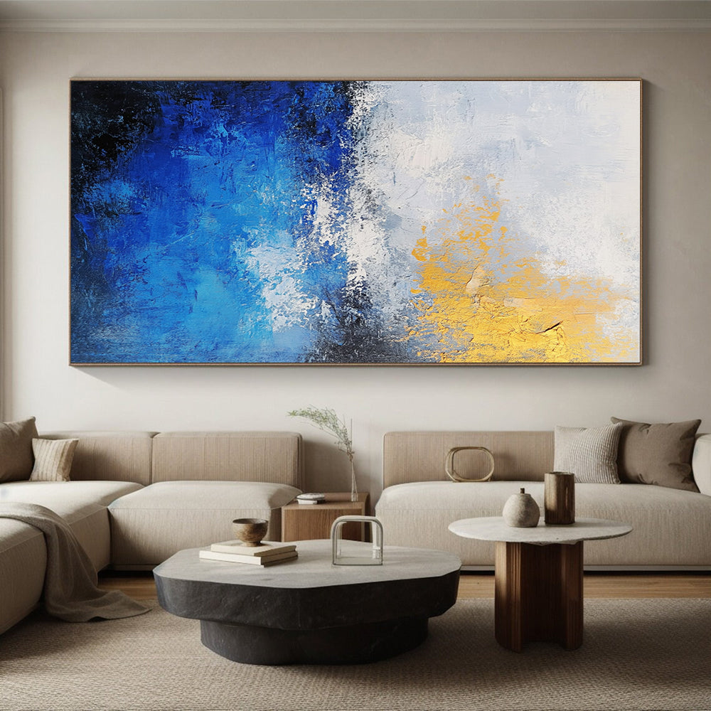 Blue and Gold Abstract Painting with Ocean - Inspired Grace WINK310