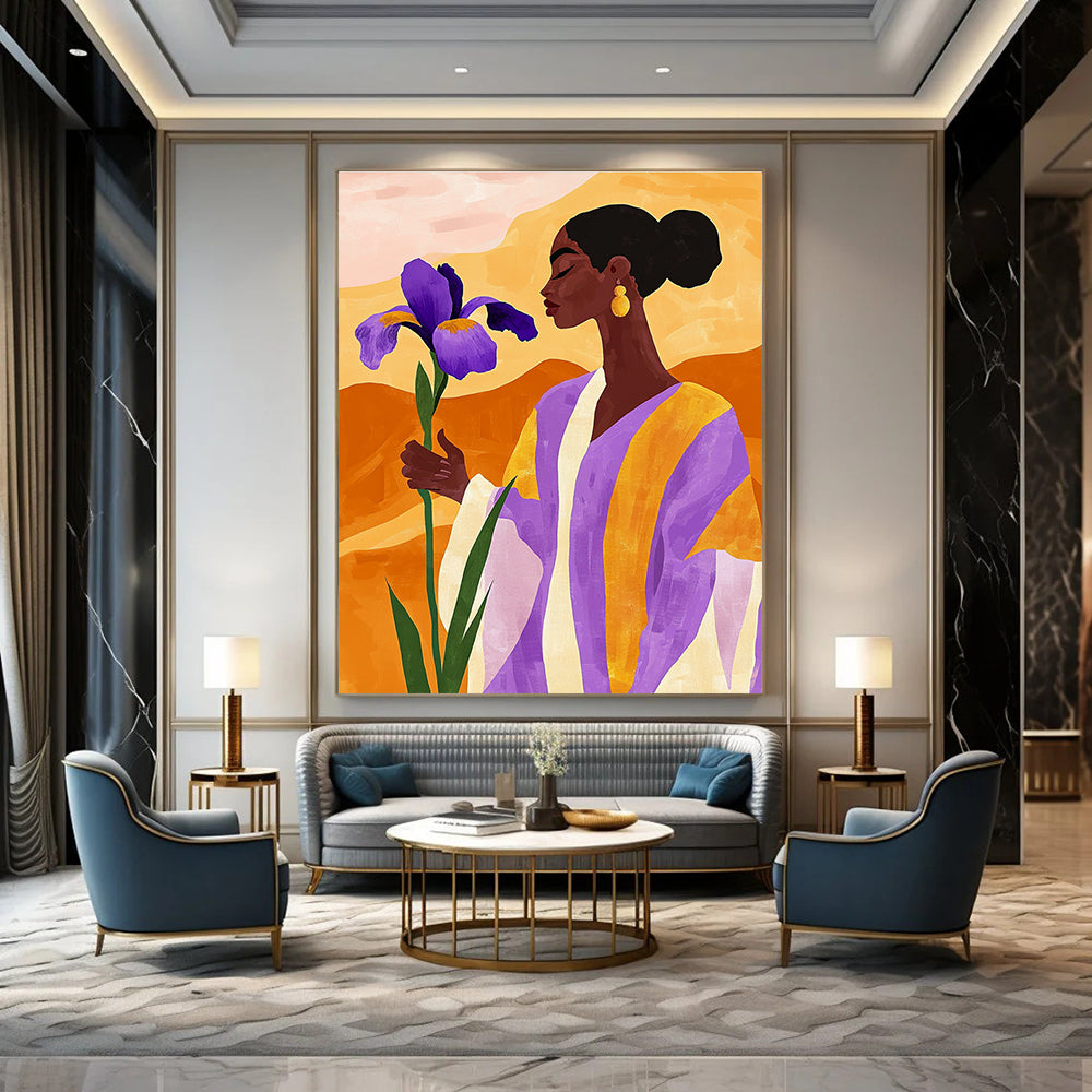 Woman with Iris Abstract Painting for Bohemian - Styled Bedrooms GAB1022