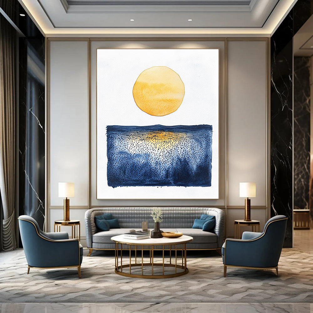 Sun and Sea Dot - Patterned Abstract Painting for Coastal - Themed Balconies GAB0990