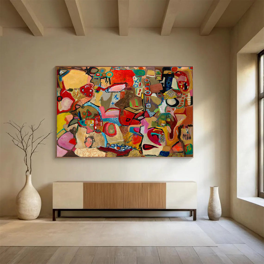 Colorful Abstract Collage Painting for Creative Studio Spaces YHT240