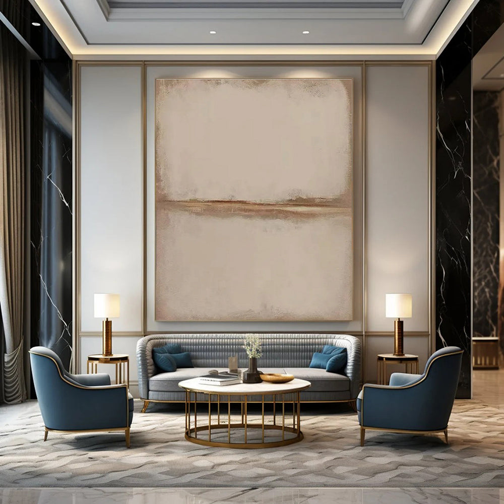Beige and Brown Minimalist Abstract Painting for Timeless Home Offices HENG494