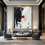 Red Heart in Black and White - Emotional Minimalist Abstract Art GAB0455