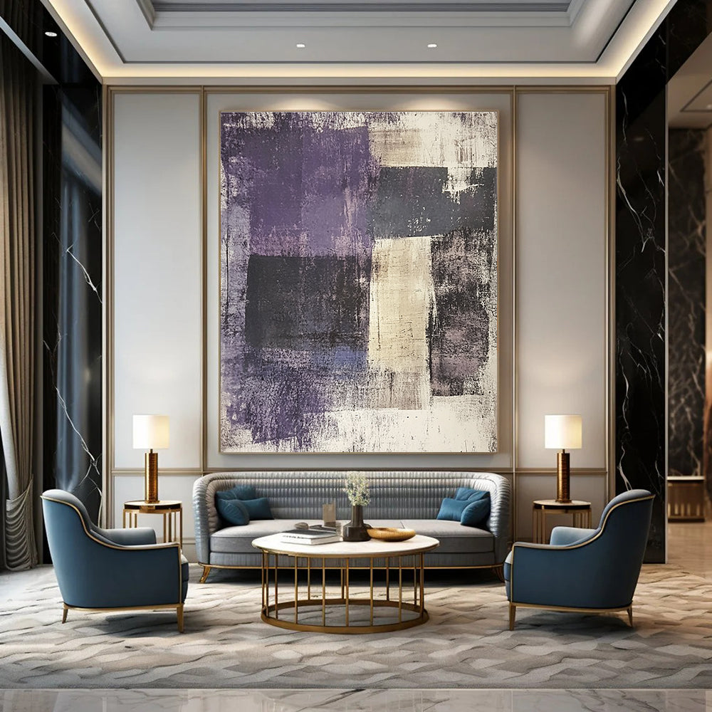 Minimalist Color Block Abstract Painting in Purple Tones GAB0662