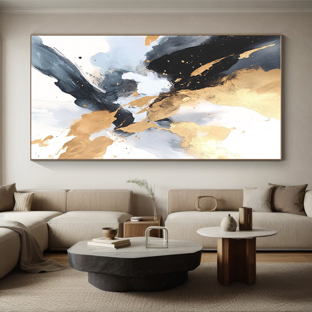 Gold Black Blue Abstract Painting with Luxe Mystery WINK736
