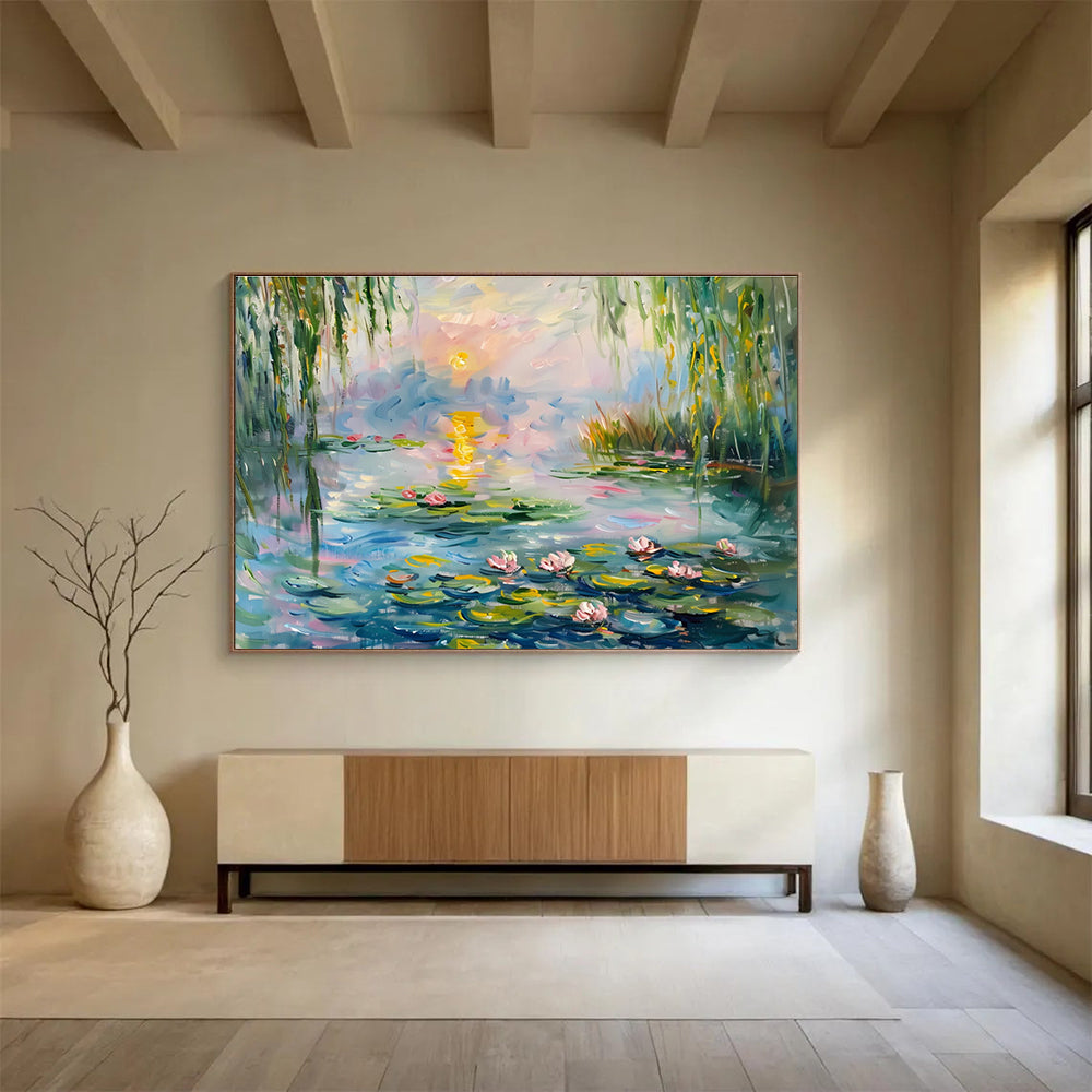 Water Lily Pond Abstract Painting for Spa Retreats YHT194