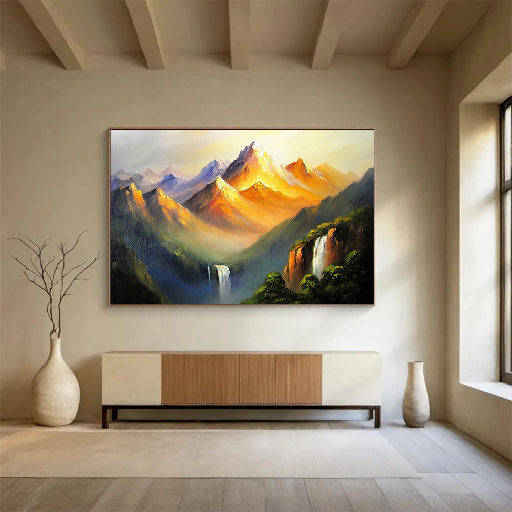 Majestic Mountain Landscape Painting with Dramatic Light ABS576