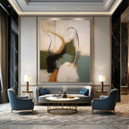Abstract with Curved Lines in Earthy Tones Painting for Bohemian - Styled Bedrooms HENG365