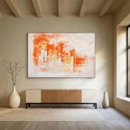 Orange and White Abstract Painting for Creative Coworking Spaces YHT377