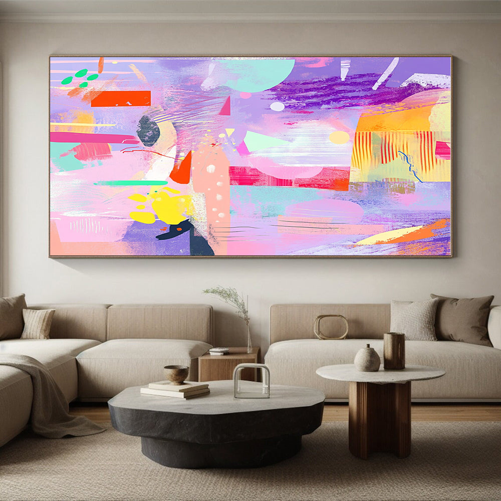 Pastel - hued Abstract Collage Painting with Dreamy Whimsy WINK299