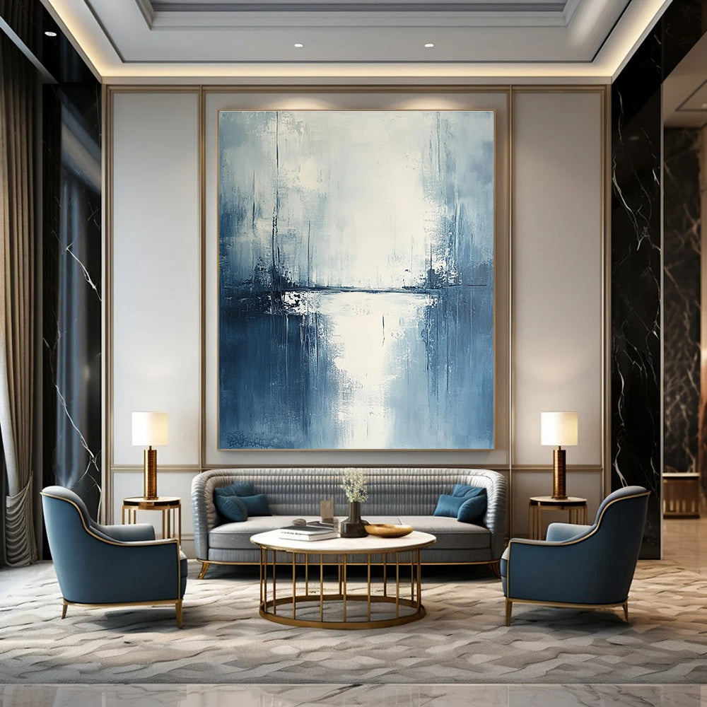 Blue and White Abstract Painting for Coastal - Inspired Bedrooms GAB0782