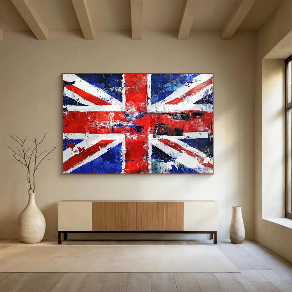 Textured Union Jack with Distressed Look Abstract Painting ABS359