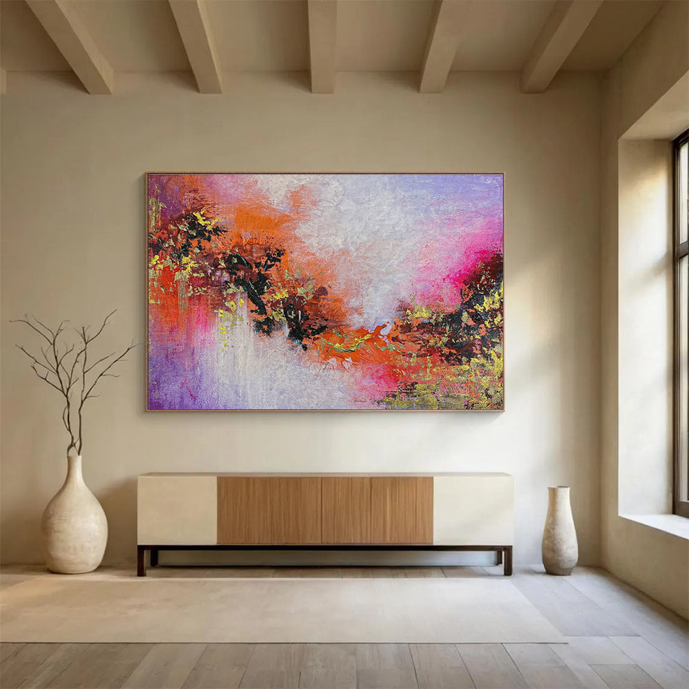 Purple and Orange Abstract Painting for Bohemian - Styled Cafes YHT366
