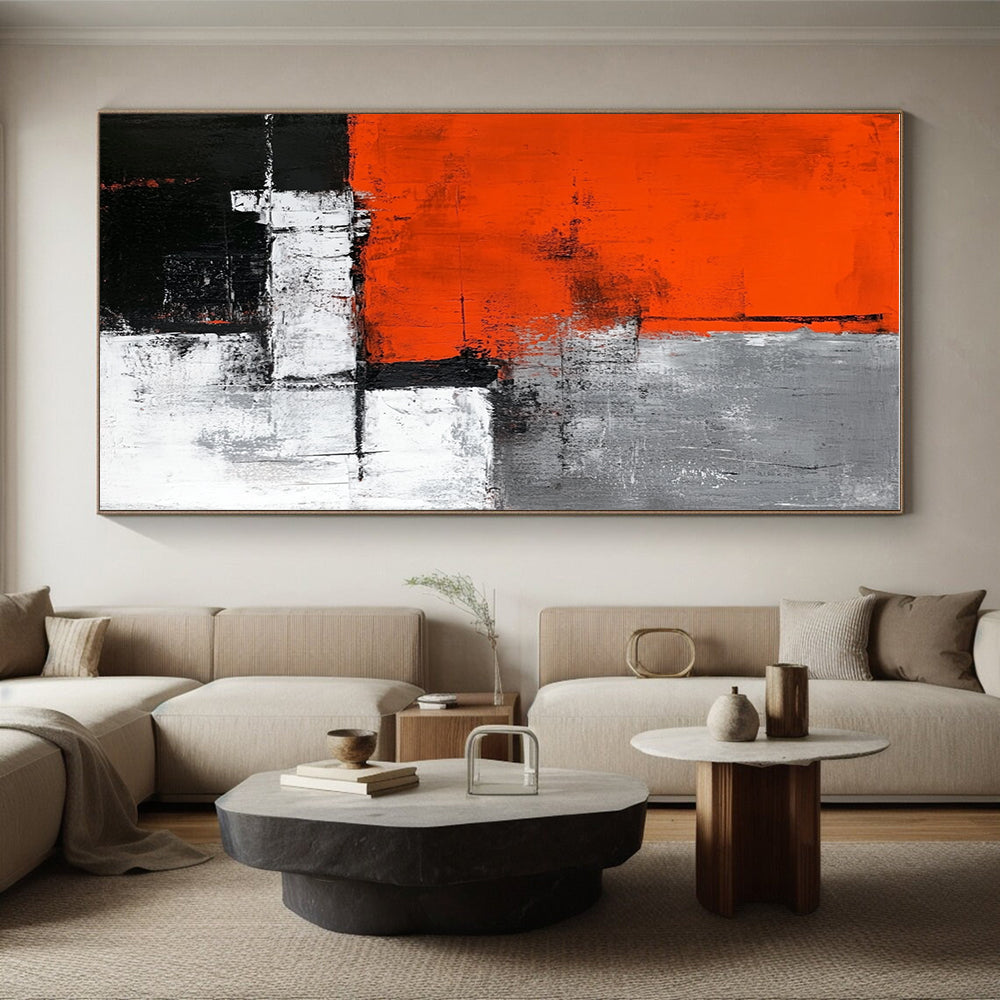 Orange Gray Black Abstract Painting with Bold Shapes WINK660