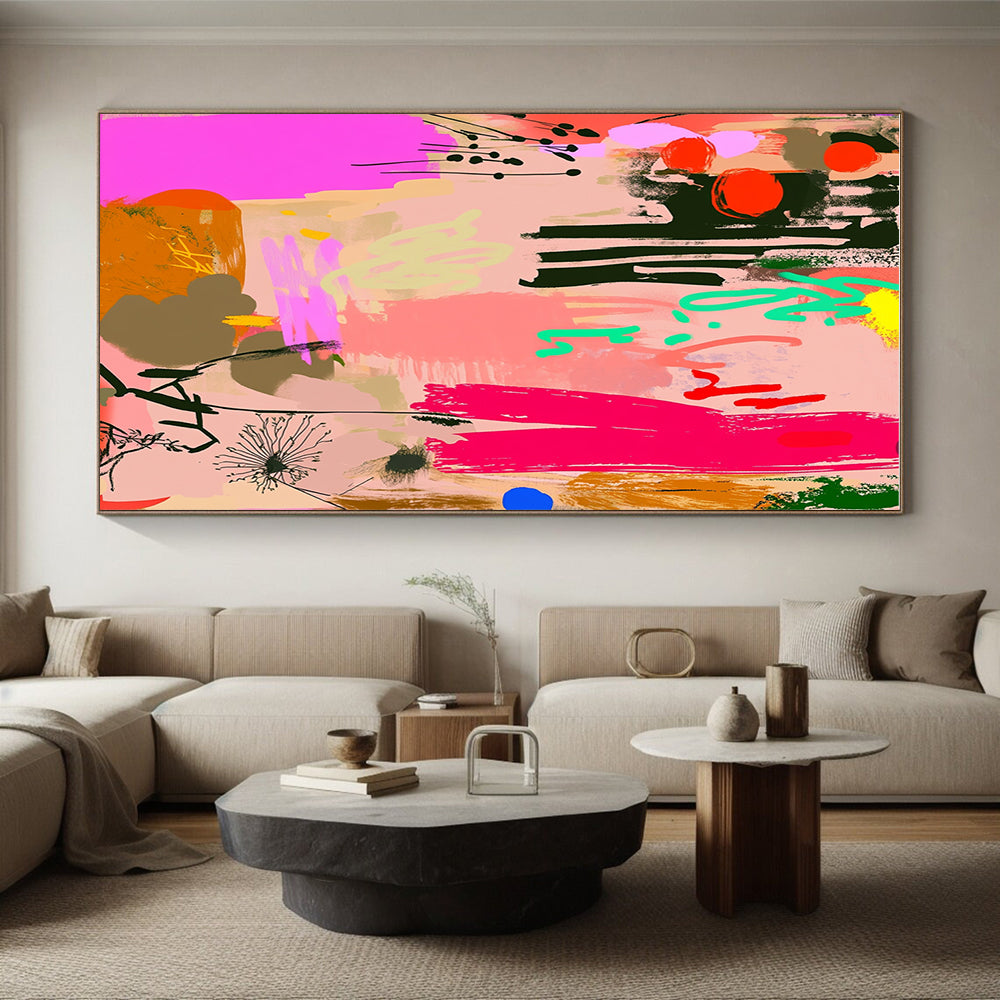 Floral Abstract Collage Painting with Whimsical Charm WINK084