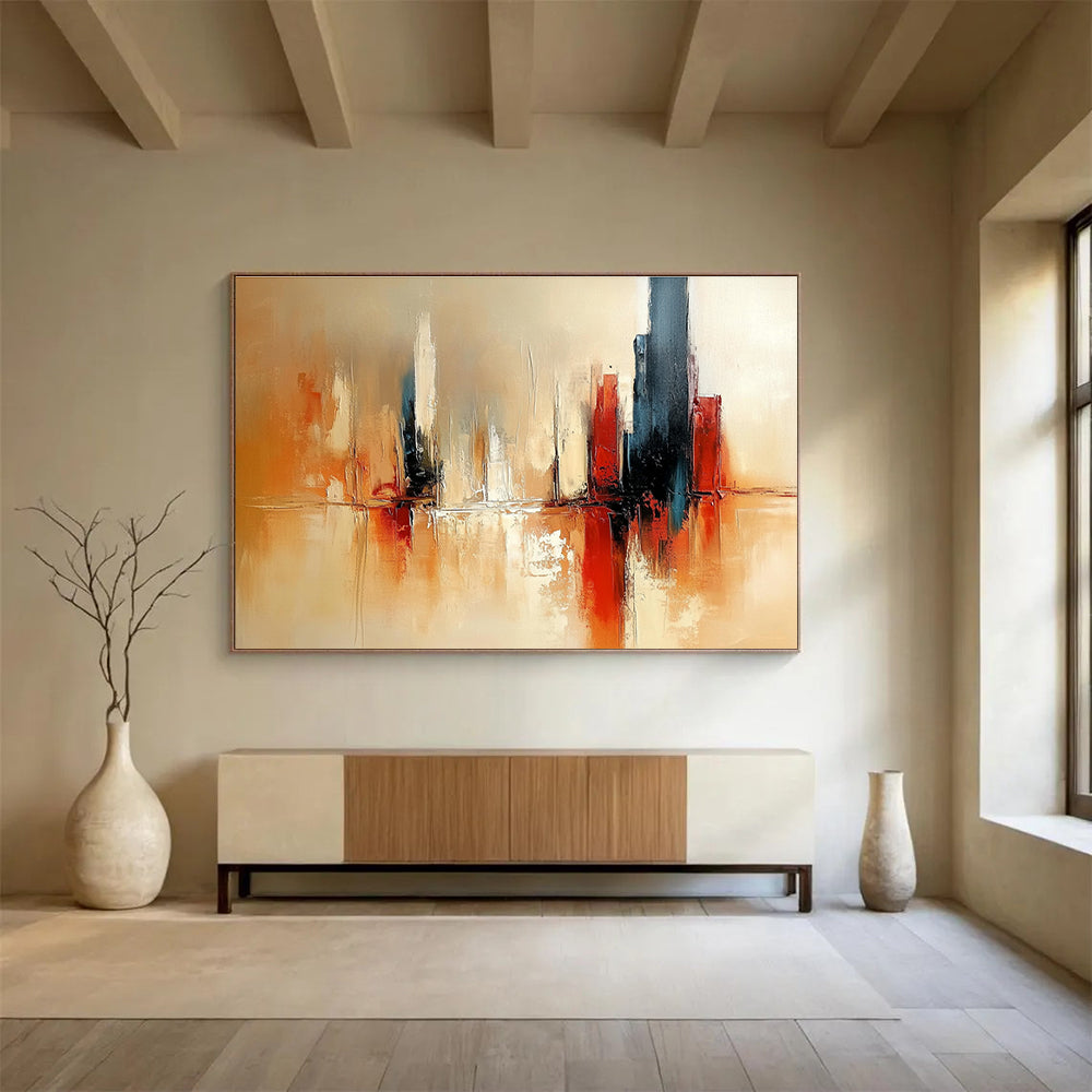 Cityscape Abstract Painting with Warm and Cool Tones ABS257