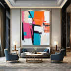 Pink and Teal Abstract Painting for Contemporary - Styled Fashion Boutiques GAB0939