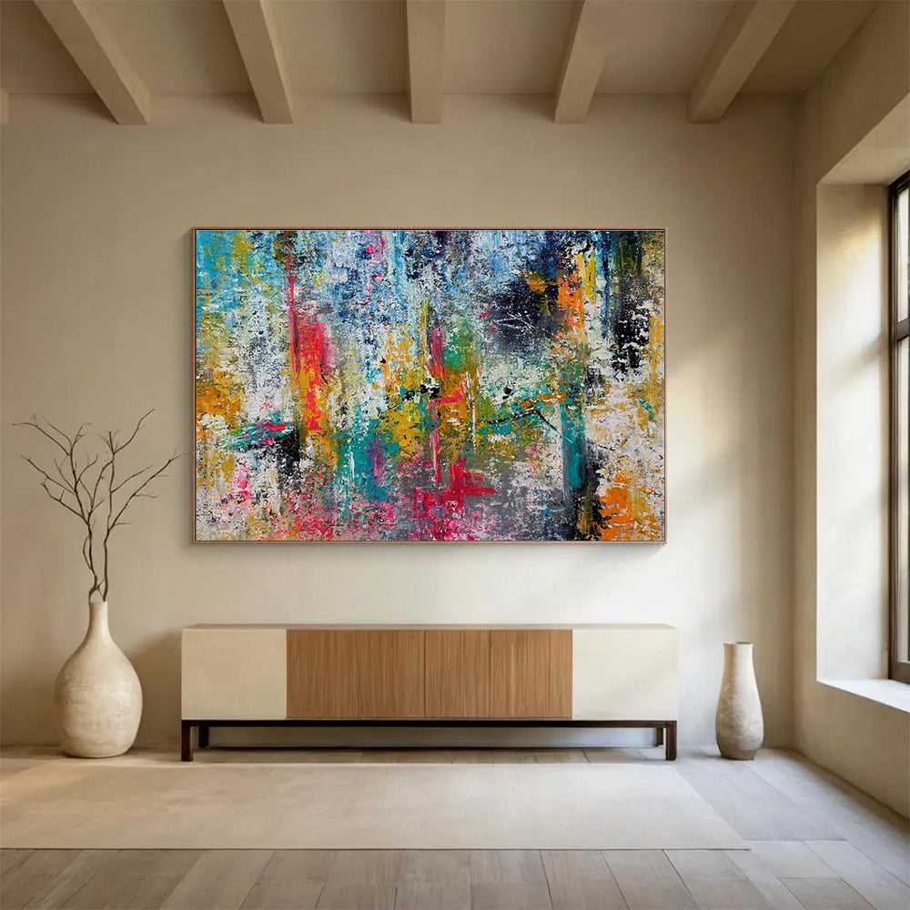 Colorful Abstract Splash Painting for Vibrant Living Rooms YHT330