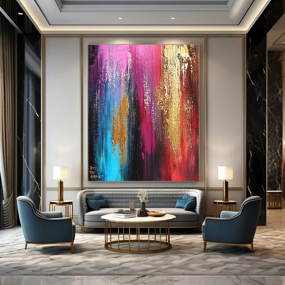 Pink and Gold Abstract Painting for Luxury - Styled Beauty Salons GAB0944