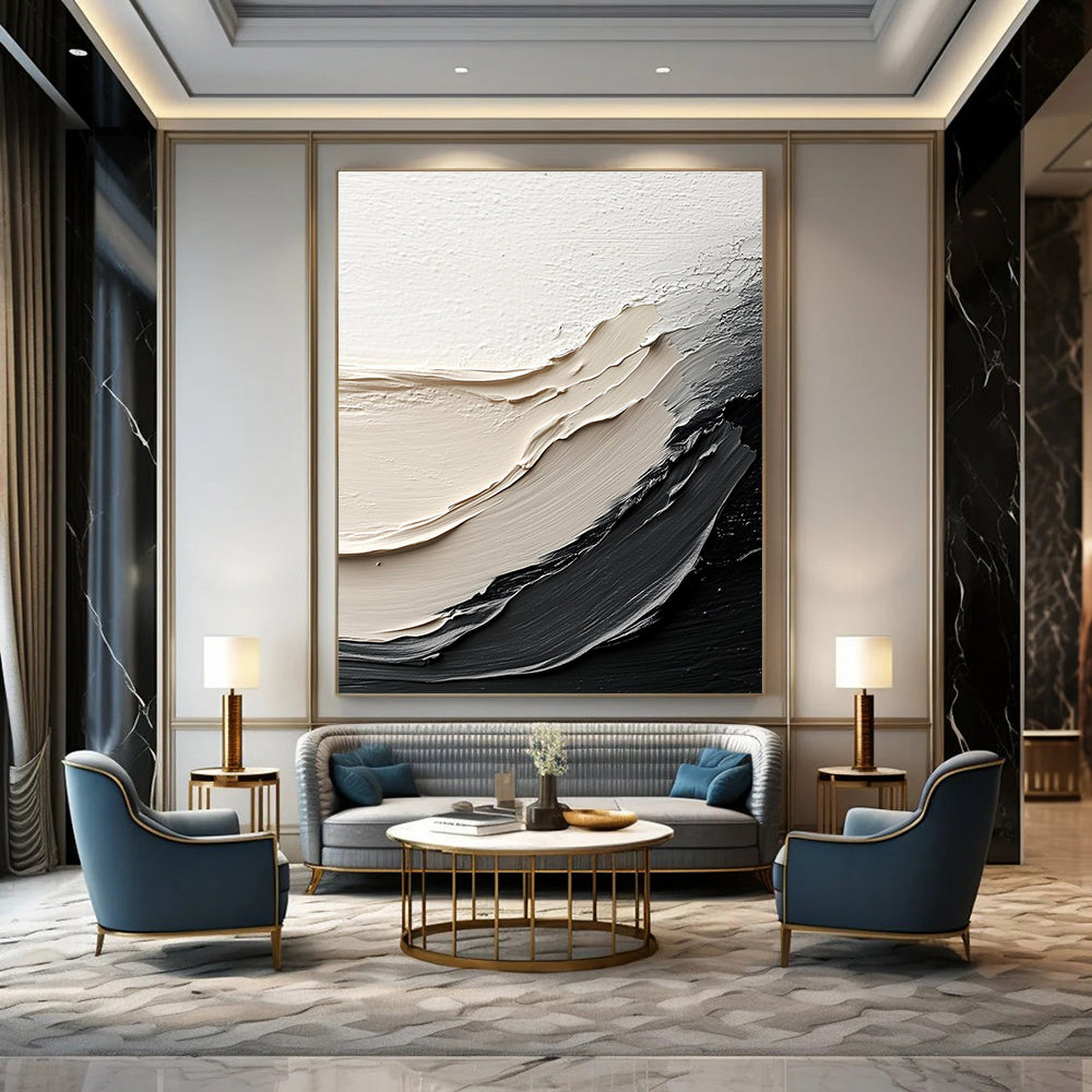 Textured Neutral Waves Minimalist Abstract Painting for Sophisticated Spaces GAB1532