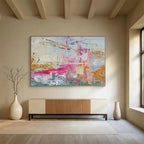 Pastel and Gold Abstract Splashes Painting for Feminine - Inspired Boutiques YHT329