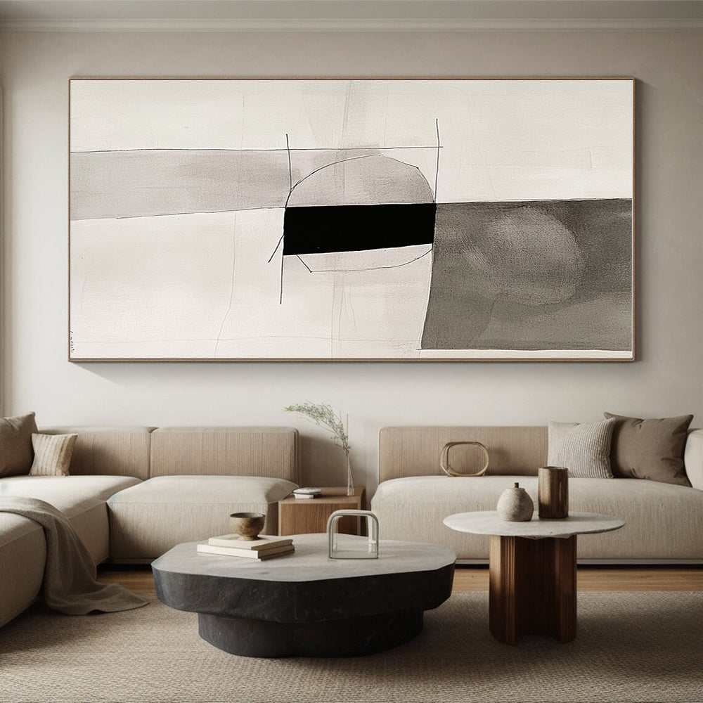 Monochrome Geometric Abstract Painting with Minimalist Grace WINK721