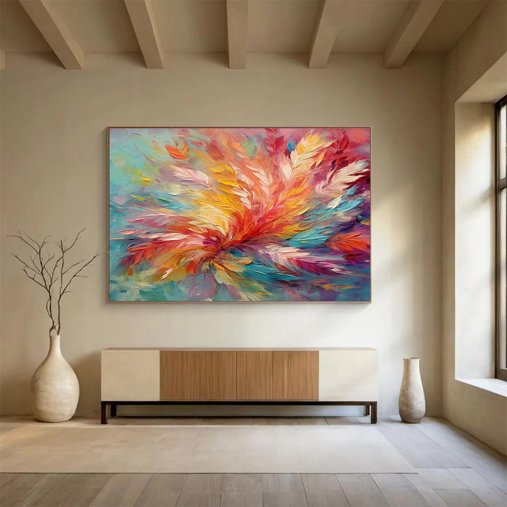 Colorful Wave Rhythm Abstract Painting for Modern Beachfront Resorts YHT302
