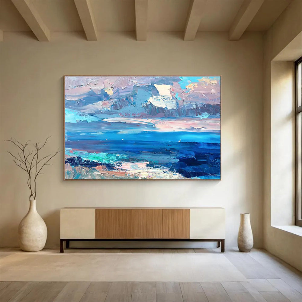 Sea and Sky Abstract Painting for Coastal Home Living Rooms YHT440