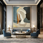 Geometric Shapes in Neutral Tones Abstract Painting for Modern Office Waiting Areas HENG145