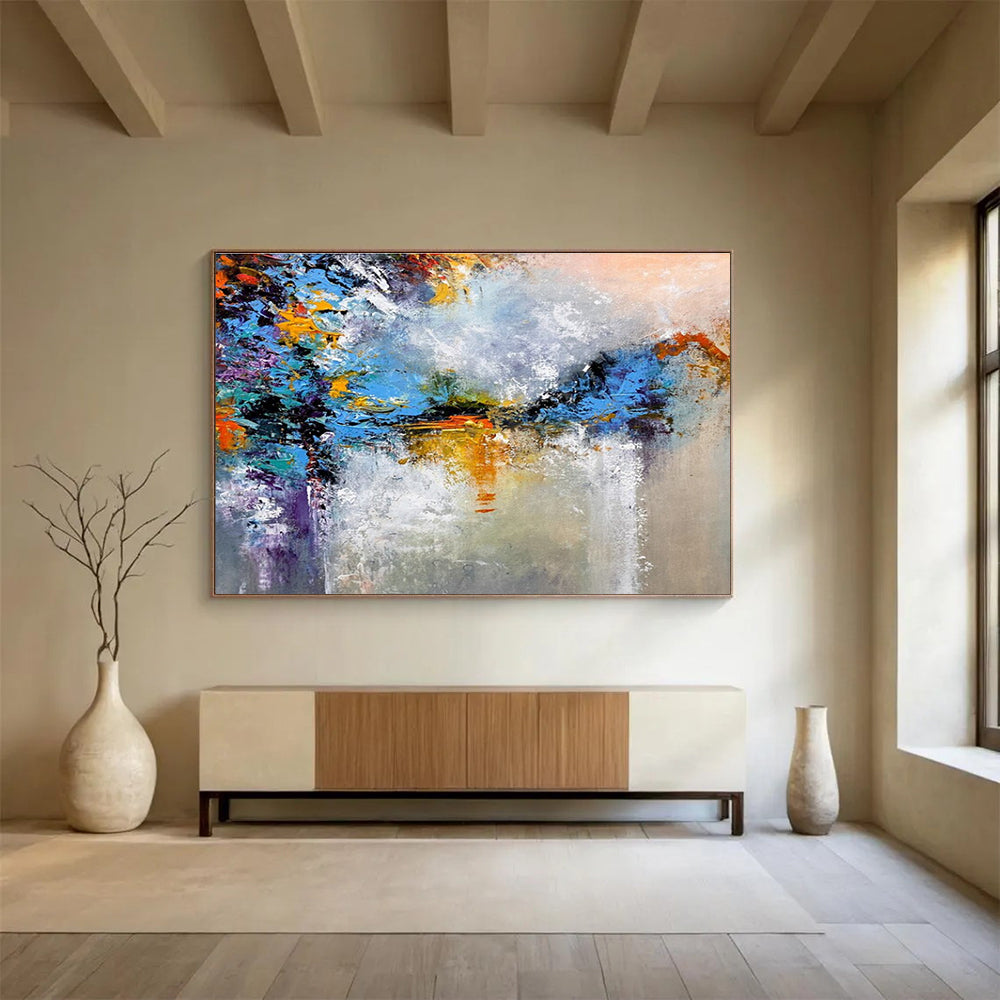 Colorful Abstract Reflection Painting for Lakeside Vacation Homes YHT376